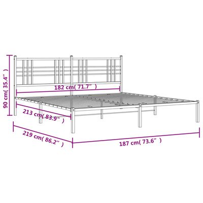 vidaXL Bettgestell mit Kopfteil Metall Weiß 183x213 cm