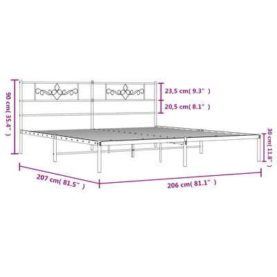 vidaXL Bettgestell mit Kopfteil Metall Weiß 200x200 cm