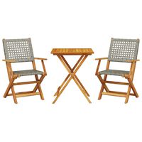 vidaXL 3-tlg. Bistro-Set Grau Poly Rattan und Massivholz