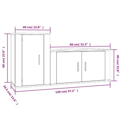 vidaXL 2-tlg. TV-Schrank-Set Hochglanz-Weiß Holzwerkstoff