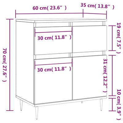 vidaXL Sideboard Betongrau 60x35x70 cm Holzwerkstoff