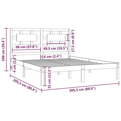 vidaXL Massivholzbett ohne Matratze Weiß 200x200 cm Kiefernholz