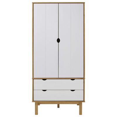 vidaXL Kleiderschrank OTTA Braun&Weiß 76,5x53x172 cm Massivholz Kiefer