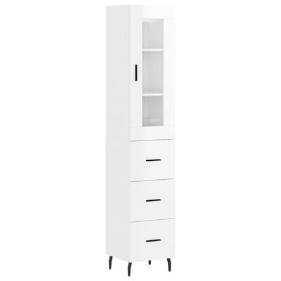 vidaXL Highboard Hochglanz-Weiß 34,5x34x180 cm Holzwerkstoff