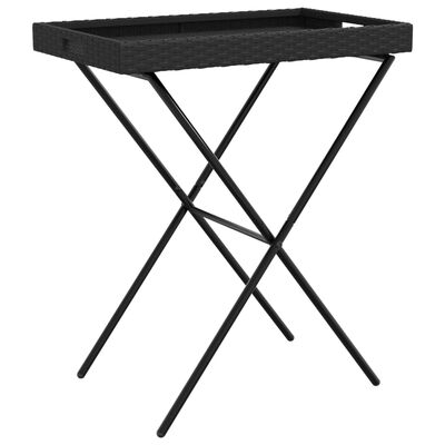 vidaXL Tabletttisch Klappbar Schwarz 65x40x75 cm Poly Rattan