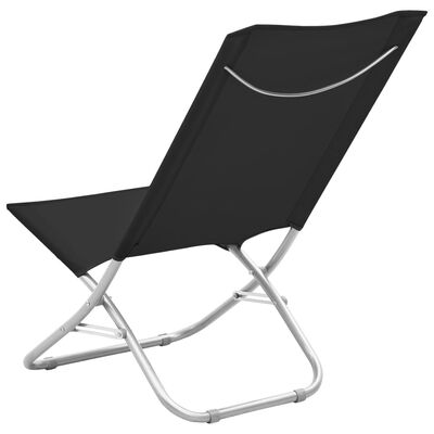 vidaXL Klappbare Strandstühle 2 Stk. Schwarz Stoff