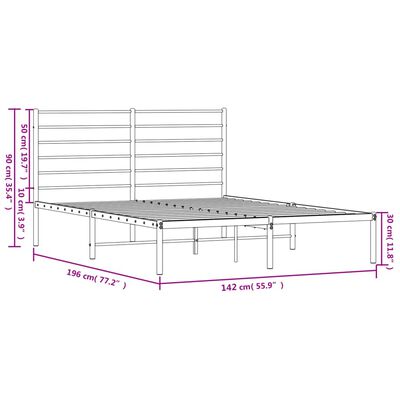 vidaXL Bettgestell mit Kopfteil Metall Weiß 135x190 cm