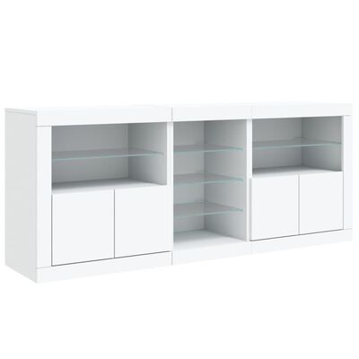 vidaXL Sideboard mit LED-Leuchten Weiß 162x37x67 cm