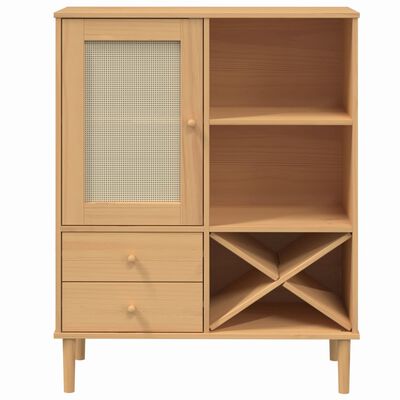 vidaXL Highboard SENJA Rattan-Optik Braun 90x40x112 cm Kiefernholz