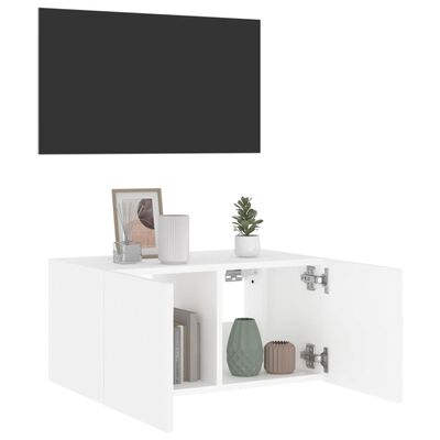 vidaXL TV-Wandschrank mit LED-Leuchten Weiß 60x35x31 cm