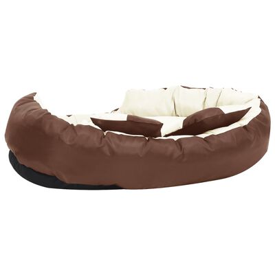 vidaXL Hundekissen Wendbar und Waschbar Braun und Creme 110x80x23 cm