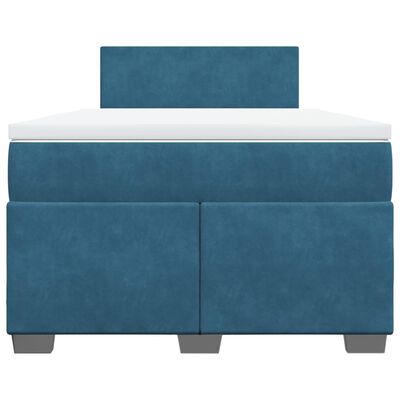 vidaXL Boxspringbett mit Matratze Blau 120x190 cm Samt