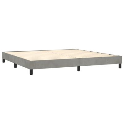 vidaXL Boxspringbett mit Matratze & LED Hellgrau 200x200 cm Samt