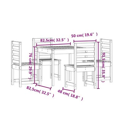 vidaXL 5-tlg. Garten-Essgruppe Massivholz Douglasie