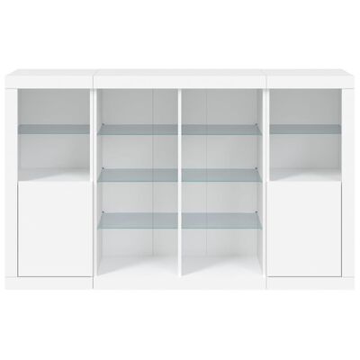 vidaXL Sideboards mit LED-Leuchten 3 Stk. Weiß Holzwerkstoff