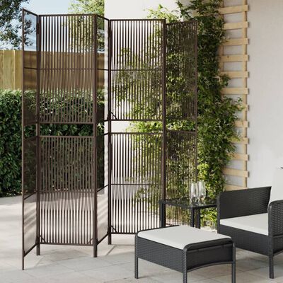 vidaXL Paravent 6-tlg. Braun Poly Rattan