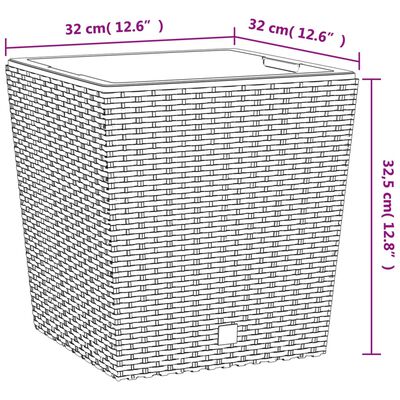 vidaXL Pflanzkübel mit herausnehmbaren Einsatz Braun 21/32 L PP-Rattan