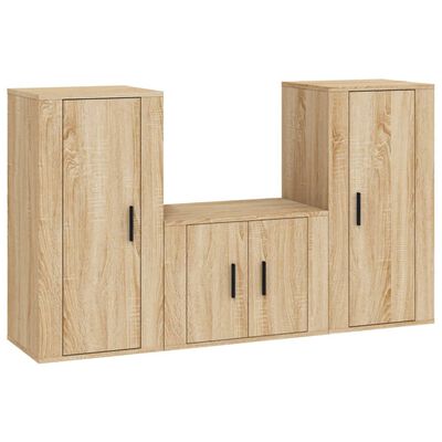 vidaXL 3-tlg. TV-Schrank-Set Sonoma-Eiche Holzwerkstoff