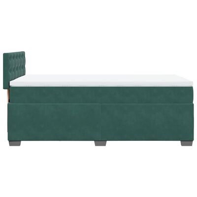 vidaXL Boxspringbett mit Matratze Dunkelgrün 100x200 cm Samt