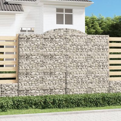 vidaXL Gabionen mit Hochbogen 4 Stk. 300x30x220/240cm Verzinktes Eisen