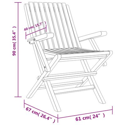 vidaXL Gartenstühle 6 Stk. Klappbar 61x67x90 cm Massivholz Teak