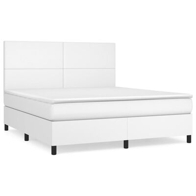 vidaXL Boxspringbett mit Matratze Weiß 180x200 cm Kunstleder