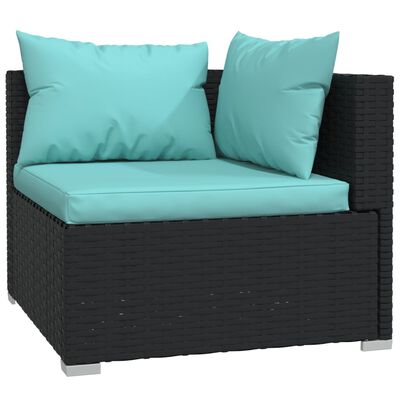 vidaXL 7-tlg. Garten-Lounge-Set mit Kissen Poly Rattan Schwarz