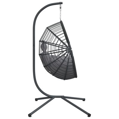 vidaXL Hängesessel Ei-Design mit Ständer Grau Rattan und Stahl