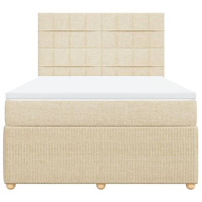 vidaXL Boxspringbett mit Matratze Creme 140x190 cm Stoff