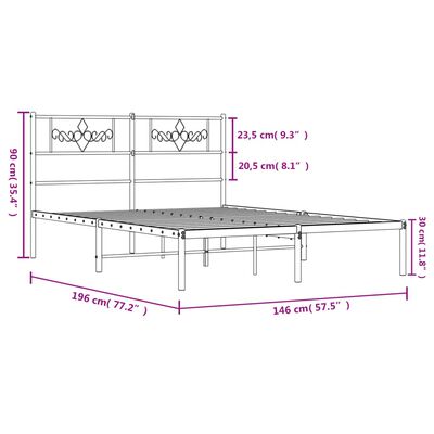 vidaXL Bettgestell mit Kopfteil Metall Weiß 140x190 cm