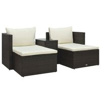 vidaXL 5-tlg. Garten-Lounge-Set mit Auflagen Poly Rattan Braun