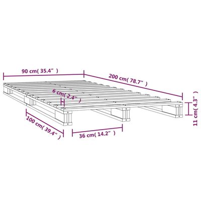 vidaXL Palettenbett Weiß 90x200 cm Massivholz Kiefer