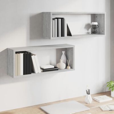 vidaXL Würfelregale 2 Stk. Grau Sonoma 60x15x23 cm Holzwerkstoff