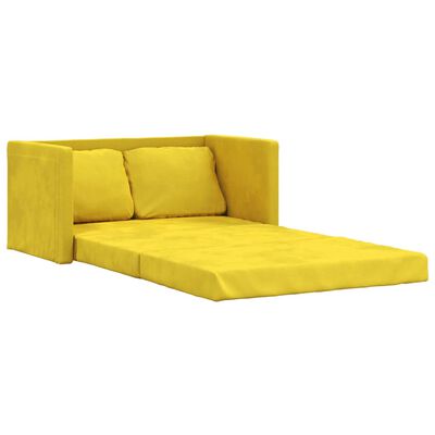 vidaXL Bodensofa mit Schlaffunktion Dunkelgelb 122x204x55 cm Samt