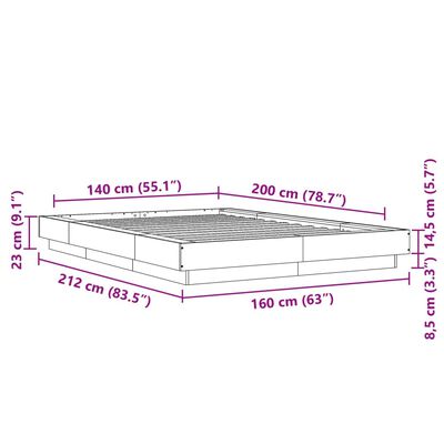 vidaXL Bettgestell Schwarz 140x200 cm Holzwerkstoff