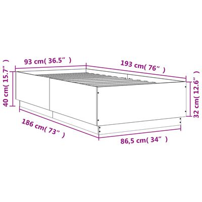 vidaXL Bettgestell Betongrau 90x190 cm Holzwerkstoff