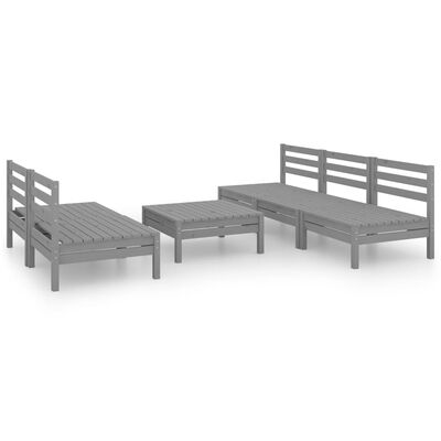 vidaXL 6-tlg. Garten-Lounge-Set Grau Kiefer Massivholz