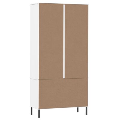 vidaXL Bücherschrank OSLO Metallbeine Weiß 85x35x172,5 cm Massivholz