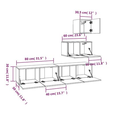 vidaXL 4-tlg. TV-Schrank-Set Sonoma-Eiche Holzwerkstoff