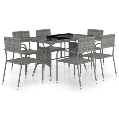 vidaXL 7-tlg. Garten-Essgruppe Poly Rattan Anthrazit und Grau