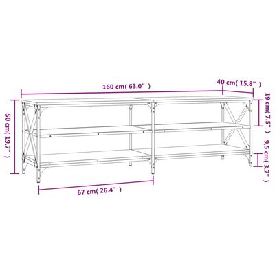 vidaXL TV-Schrank Räuchereiche 160x40x50 cm Holzwerkstoff