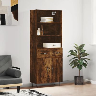 vidaXL Highboard Räuchereiche 69,5x34x180 cm Holzwerkstoff