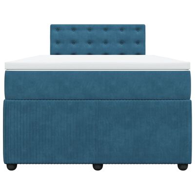 vidaXL Boxspringbett mit Matratze Blau 120x190 cm Samt