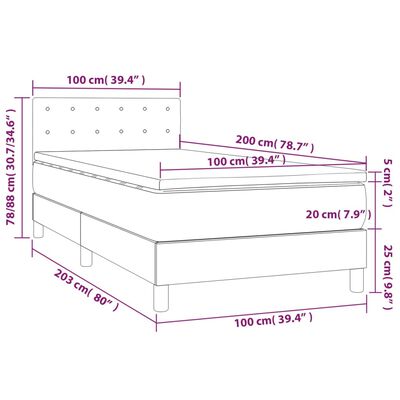 vidaXL Boxspringbett mit Matratze & LED Taupe 100x200 cm Stoff