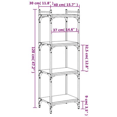 vidaXL Bücherregal 4 Böden Schwarz 40x30x120 cm Holzwerkstoff