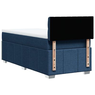 vidaXL Boxspringbett mit Matratze Blau 90x190 cm Stoff