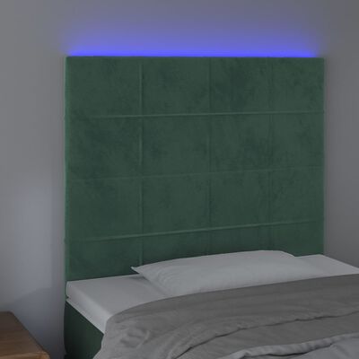 vidaXL LED Kopfteil Dunkelgrün 100x5x118/128 cm Samt