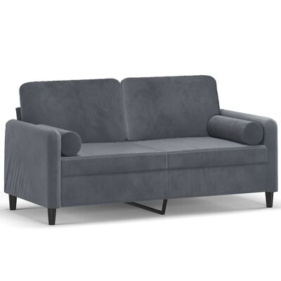 vidaXL 2-Sitzer-Sofa mit Zierkissen Dunkelgrau 140 cm Samt