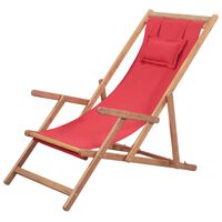 vidaXL Strandstuhl Klappbar Stoff und Massivholz Rot