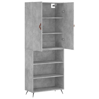 vidaXL Highboard Betongrau 69,5x34x180 cm Holzwerkstoff